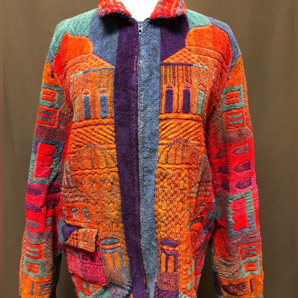 Rare Vintage Terrycloth jacket towel shirt swimsuit cover-up Silton towel top